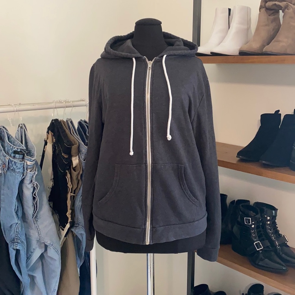 Forever 21 Charcoal Grey Zip- Up Hoodie Jacket | Size L